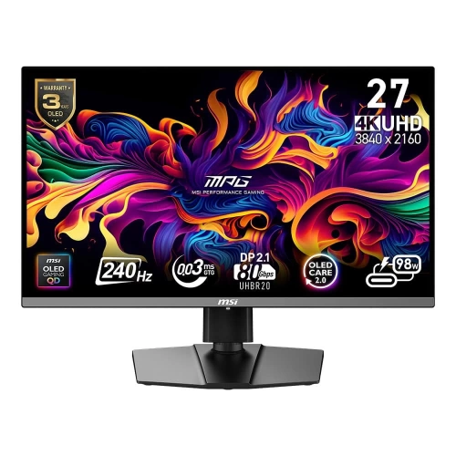 MSI 26.5 MPG 272URX QD-OLED 240 HZ 0.03MS 16:9 ADAPTIVE SYNC QD-OLED PIVOT GAMING MONITOR SIYAH