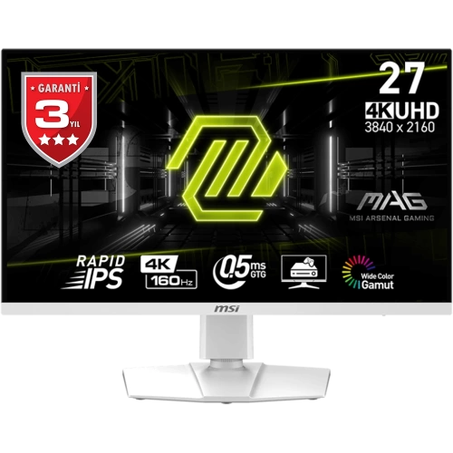 MSI 27 MAG 274URFW FLAT RAPID IPS 3840x2160 (UHD) 16:9 160HZ 0.5MS G-SYNC COMPATIBLE PIVOT GAMING MONITOR