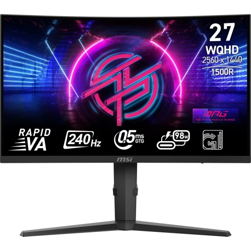 MSI 27 MPG 275CQRXF RAPID VA 2560x1440 (WQHD) 16:9 CURVE 1500R RAPID 240HZ 0.5MS FREESYNC PREMIUM PRO GAMING MONITOR