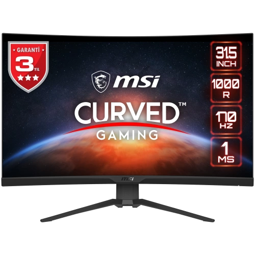 MSI 31.5 G322CQP 2560x1440 (WQHD) 16:9 CURVE 1000R VA 170HZ 1MS FREESYNC PREMIUM GAMING MONITOR