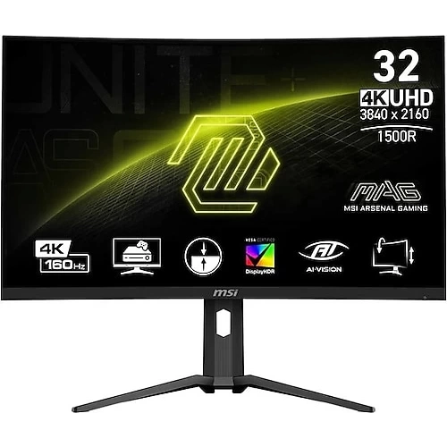 MSI 31.5 MAG 321CUP 3840x2160 (UHD) 16:9 CURVE 1500R VA 160HZ 1MS FREESYNC PREMIUM GAMING MONITOR