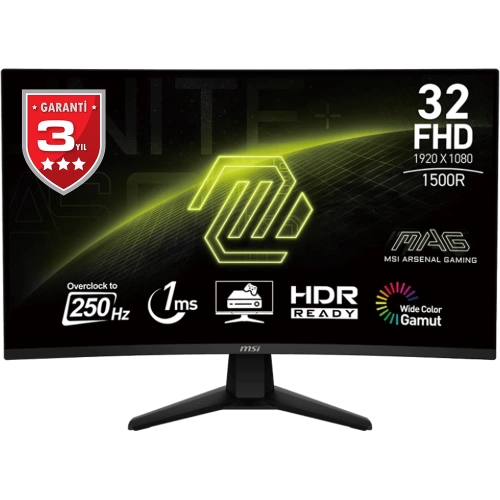 MSI 31.5 MAG 32C6X 1920x1080 (FHD) 16:9 CURVE 1500R VA 250HZ 1MS ADAPTIVE-SYNC GAMING MONITOR
