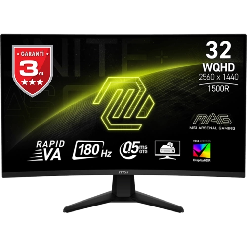 MSI 31.5 MAG 32CQ6F 2560x1440 (WQHD) 16:9 CURVE 1500R RAPID VA 180HZ 1MS ADAPTIVE-SYNC GAMING MONITOR