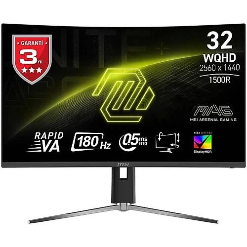 MSI 31.5 MAG 32CQ6PF 2560x1440 (WQHD) 16:9 CURVE 1500R RAPID VA 180Hz 0.5MS ADAPTIVE-SYNC GAMING MONITOR