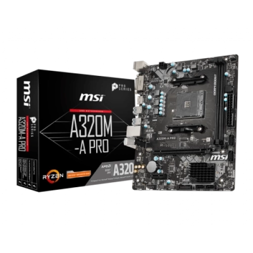 MSI A320M-A PRO AM4 DDR4 3200(OC) DVI HDMI USB3.2 MATX