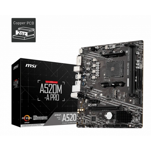 MSI A520M-A PRO DDR4 4600/1866Mhz M.2 mATX AM4