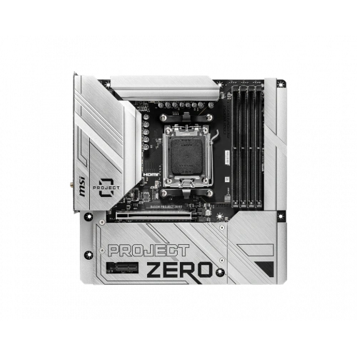 MSI B650M PROJECT ZERO AM5 DDR5 7600MHZ(OC) HDMI DP M.2 USB3.2 2.5G LAN WI-FI 6E mATX