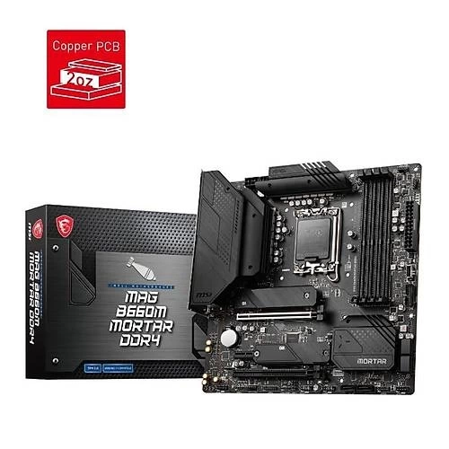 MSI MAG B660M MORTAR DDR4 SOKET 1700 DDR4 4800 (OC) HDMIDP PCI-E GEN 4 M.2 USB3.2 1X 2.5G LAN MATX