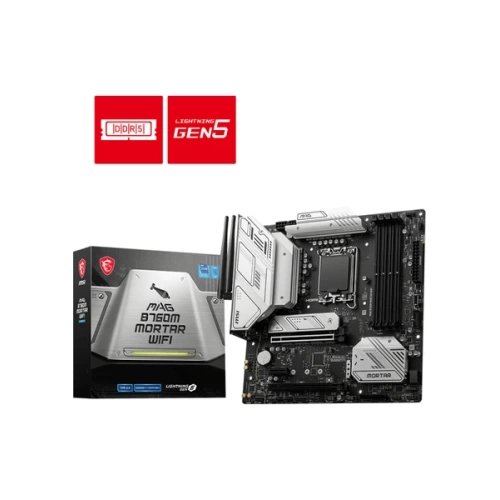 MSI MAG B760M MORTAR WIFI SOKET 1700 DDR5 7000(OC) PCI-E GEN5 M.2 USB3.2 HDMIDP 1X 2.5G LAN WI-FI 6E MATX