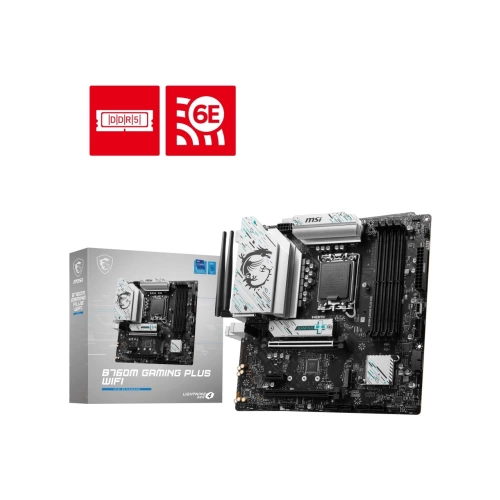 MSI MB B760M GAMING PLUS WIFI SOKET 1700 DDR5 6800(OC) PCI-E M.2 USB3.2 HDMI DP 1x 2.5G LAN WI-FI 6E ATX
