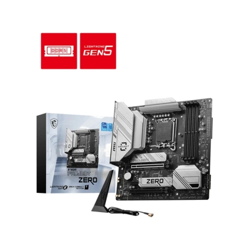 MSI MB B760M PROJECT ZERO SOKET 1700 DDR5 7800(OC) PCI-E ,M.2 USB3.2 HDMI,DP 1x 2.5G LAN WI-FI 6E Matx
