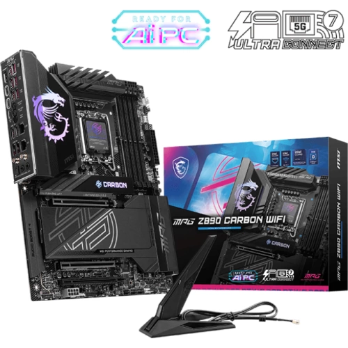 MSI MB MPG Z890 CARBON WIFI SOKET 1851 DDR5 9200MHZ(OC) USB 20Gbps 5xM.2 2xTB4 HDMI DISPLAY 1x5G 1x 2,5 LAN WIFI 7 ATX