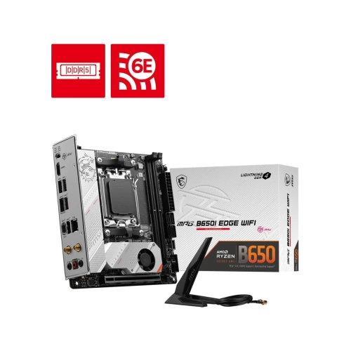 MSI MPG B650I EDGE WIFI AM5 DDR5 7200MHZ(OC) HDMI M.2 USB3.2 2.5G LAN WIFI 6E MİNİ-ITX