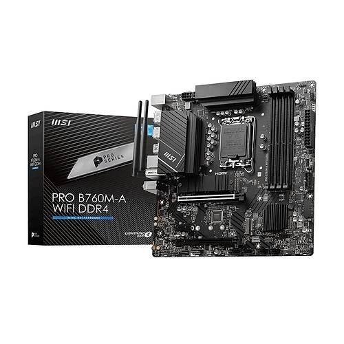 MSI PRO B760M-A WIFI DDR4 SOKET 1700 DDR4 5333(OC) PCI-E M.2 USB3.2 HDMIDP 1X 2.5G LAN WI-FI 6E MATX