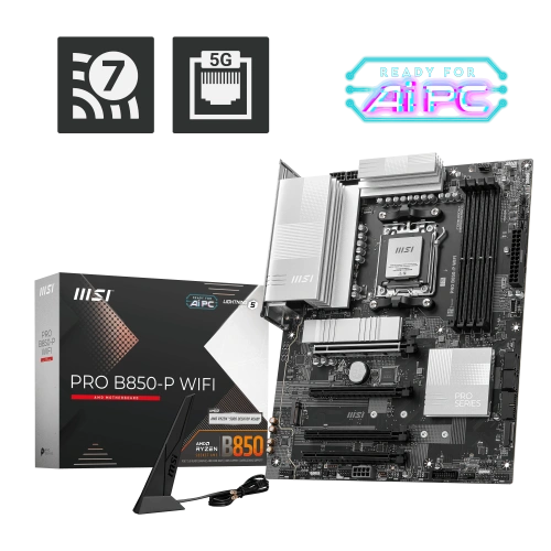 MSI PRO B850-P WIFI AM5 DDR5 8200MHZ(OC) HDMI 3x M.2 USB 10Gbs 5G LAN WI-FI 7 ATX