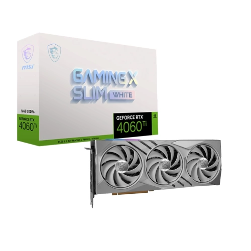 MSI VGA GEFORCE RTX 4060 TI GAMING X SLIM WHITE 16G RTX4060TI 16GB GDDR6 128B DX12 PCIE 4.0 X16 (3XDP 1XHDMI)