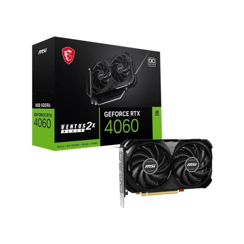 MSI VGA GEFORCE RTX 4060 VENTUS 2X BLACK 8G OC RTX4060 8GB GDDR6 128B DX12 PCIE 4.0 X8 (3XDP 1XHDMI)