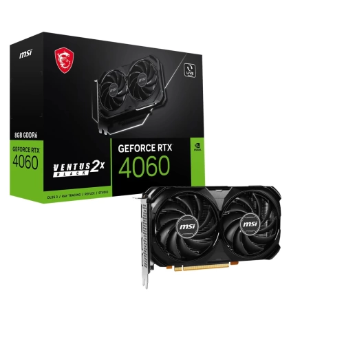 MSI VGA GEFORCE RTX 4060 VENTUS 2X BLACK 8G RTX4060 8GB GDDR6 128B DX12 PCIE 4.0 X8 (3XDP 1XHDMI)