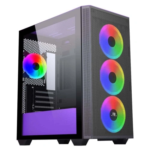 PowerBoost PB-P2252BP USB 3.0, ATX Mesh, Ring ARGB Fan, Mor Kasa