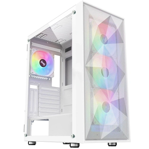 PowerBoost PB-P3509BW USB 3.0, ATX Mesh, ARGB Fan, Beyaz Kasa (PSU yok)