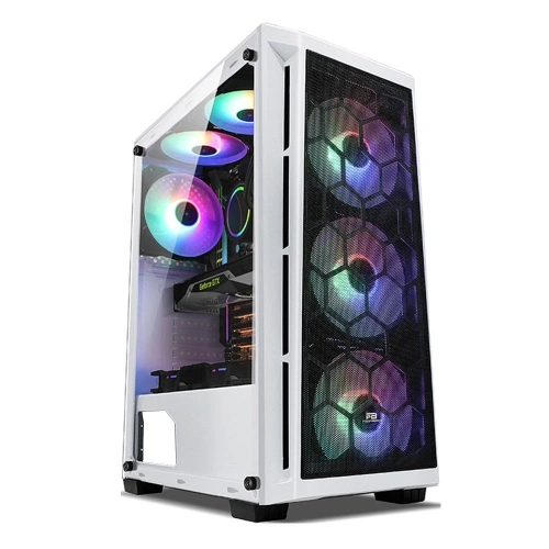 PowerBoost PB-T001BW Full Beyaz Mesh Panel RGB fan kasa (PSU Yok)