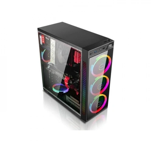 PowerBoost VK-C12B USB 3.0 ATX, Tempered Glass, RGB fan, siyah Kasa (PSU Yok)