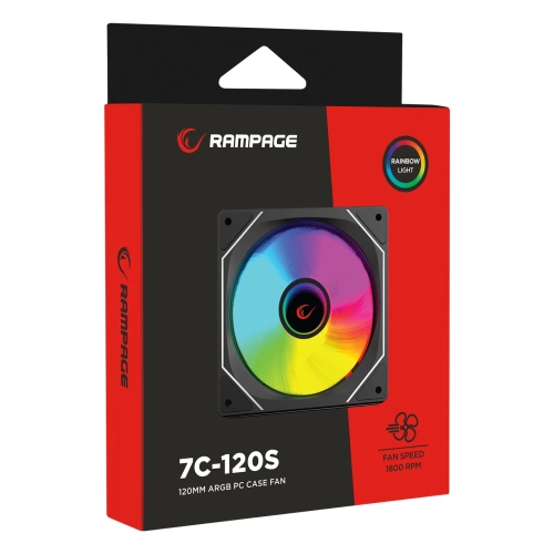 RAMPAGE 7C-120S 120*120*25MM DOUBLE RİNG AYNALI ARGB SİYAH KASA FANI