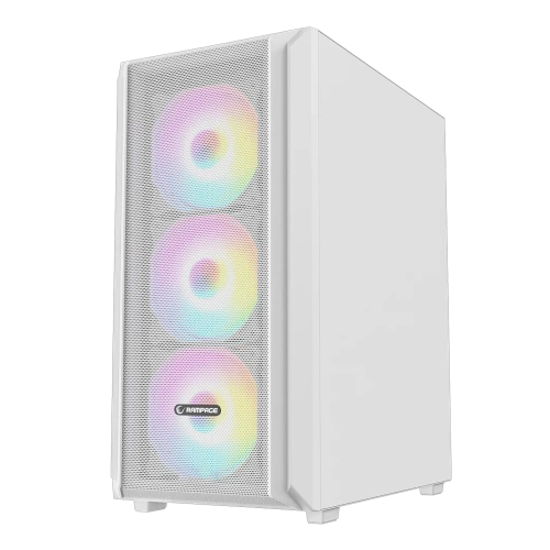 RAMPAGE BETA MESH 650W 80 PLUS STANDART 4*12CM ARGB FAN TEMPERLİ CAMLI MİD-T BEYAZ OYUNCU KASASI