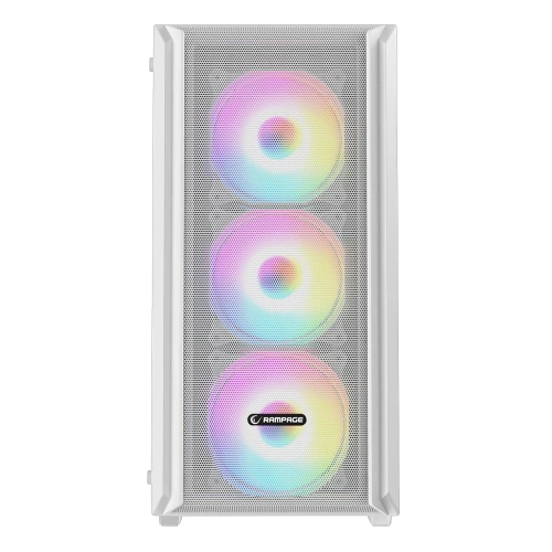 RAMPAGE BETA MESH 650W 80 PLUS STANDART 4*12CM ARGB FAN TEMPERLİ CAMLI MİD-T BEYAZ OYUNCU KASASI