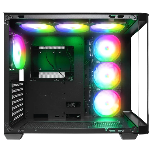 RAMPAGE LOOPY PLUS SİYAH 7*12CM ARGB FAN 950W 80 PLUS STANDART TEMPERLİ CAM KUMANDALI ATX MİD-T GAMİNG OYUNCU KASASI