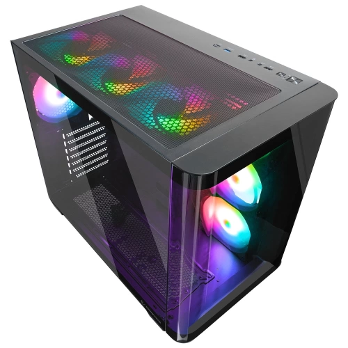 RAMPAGE LOOPY PLUS SİYAH 7*12CM ARGB FAN 950W 80 PLUS STANDART TEMPERLİ CAM KUMANDALI ATX MİD-T GAMİNG OYUNCU KASASI
