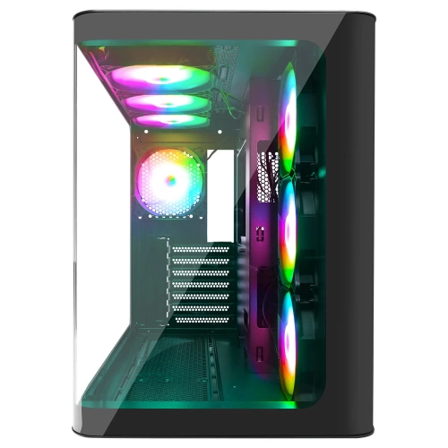 RAMPAGE LOOPY PLUS SİYAH 7*12CM ARGB FAN 950W 80 PLUS STANDART TEMPERLİ CAM KUMANDALI ATX MİD-T GAMİNG OYUNCU KASASI