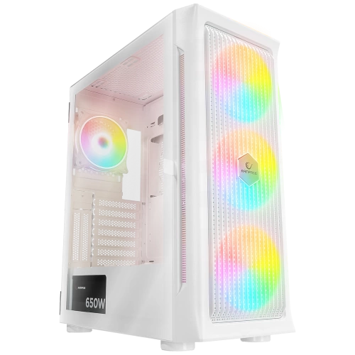 RAMPAGE PROLIX MESH 650W 80+ BEYAZ 4*12CM ARGB FAN MANYETİK TEMPERLİ CAMLI ATX MİD-T GAMİNG OYUNCU KASASI