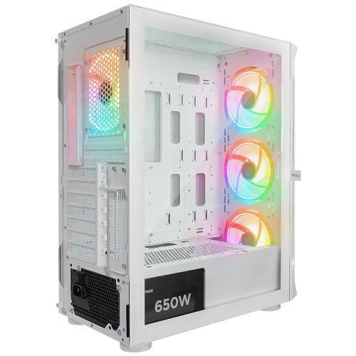 RAMPAGE PROLIX MESH 650W 80+ BEYAZ 4*12CM ARGB FAN MANYETİK TEMPERLİ CAMLI ATX MİD-T GAMİNG OYUNCU KASASI