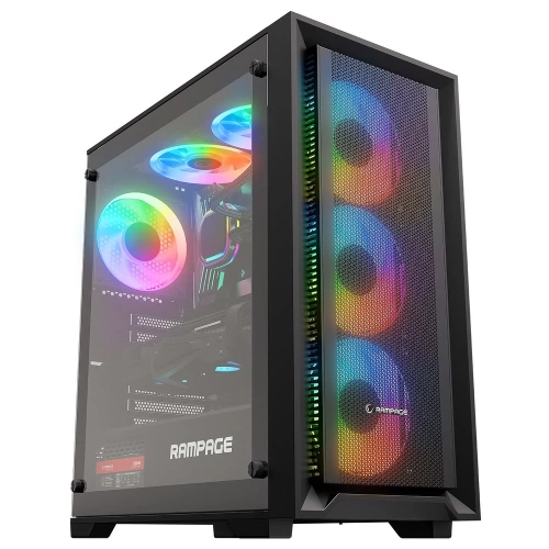 RAMPAGE VOYAGER 750W 80+ BRONZE SİYAH 4*RGB AUTO FAN ATX MİD-T GAMİNG OYUNCU KASASI RAMPAGE