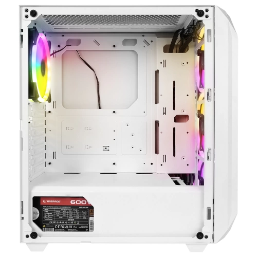 RAMPAGE ZUKO 600W 80+ BRONZE BEYAZ 4*14CM RAİNBOW FAN METAL PANEL TEMPER CAMLI OYUNCU KASASI