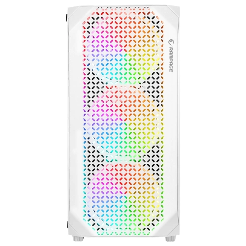 RAMPAGE ZUKO 600W 80+ BRONZE BEYAZ 4*14CM RAİNBOW FAN METAL PANEL TEMPER CAMLI OYUNCU KASASI