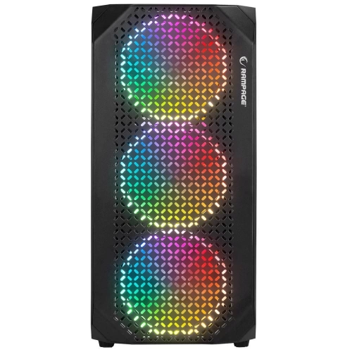 RAMPAGE ZUKO 600W 80+ BRONZE SİYAH 4*14CM RAİNBOW TEMPERLİ CAMLI ATX MİD-T GAMİNG OYUNCU KASASI