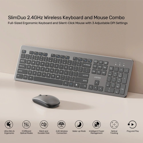 UNITEK SLIMDUO 2.4GHZ KLAVYE SETI (T054AGY01-US)