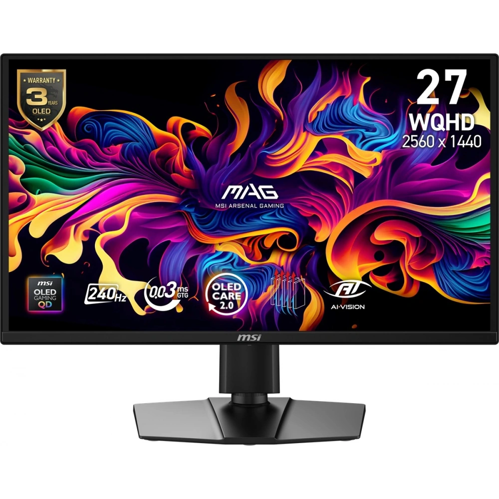26.5 MSI MAG 272QP QD-OLED X24 WQHD  0.03MS 240HZ FREESYNC PREMIUM PIVOT GAMING