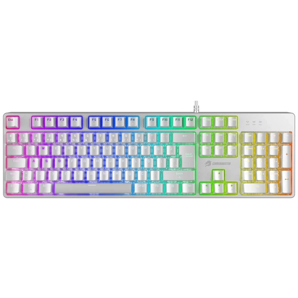 GameBooster G24W Enigma Rainbow Aydınlatmalı Red Switch Mekanik Beyaz Oyun Klavyesi