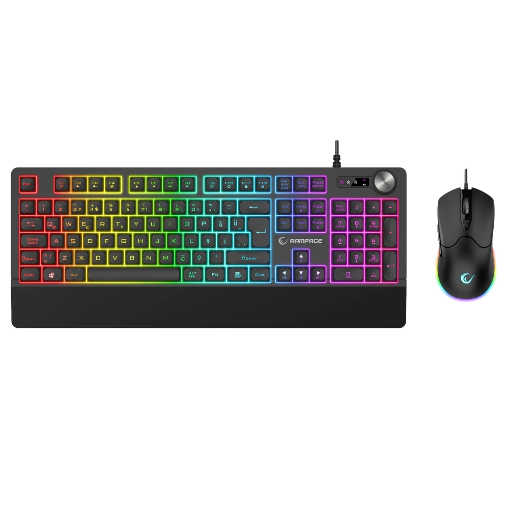 RAMPAGE KM-9858 JAZZY V2 SİYAH USB RGB AYDINLATMALI Q 12800 DPI MOUSE