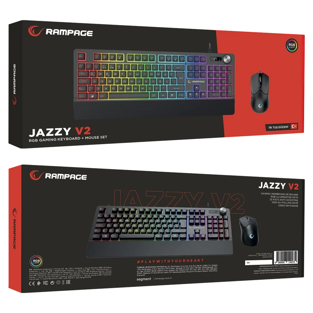 RAMPAGE KM-9858 JAZZY V2 SİYAH USB RGB AYDINLATMALI Q 12800 DPI MOUSE
