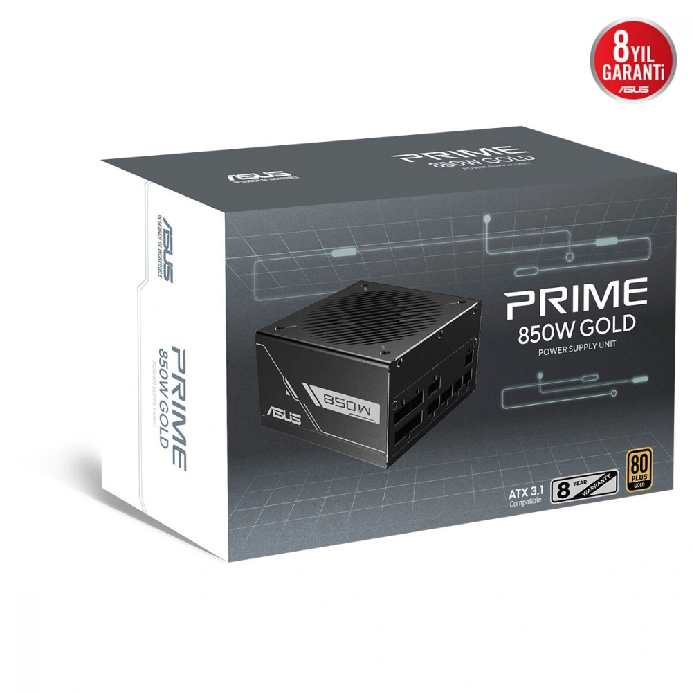 ASUS PRIME 850G 850W GOLD 80 PLUS FULL MODULER GAMIN GÜÇ KAYNAĞI