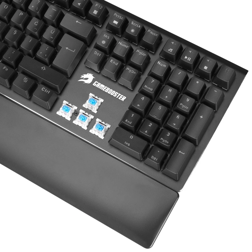 GAMEBOOSTER G908 BOLT RAİNBOW AYDINLATMALI BLUE SWİTCH MEKANİK BİLEKLİKLİ OYUN KLAVYESİ