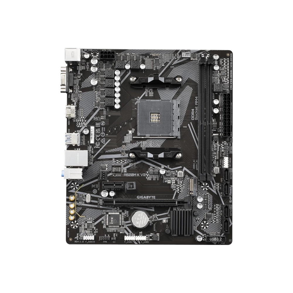 Gigabyte A520M-K V2 DDR4 5100MHz PCI-E Gen3 M.2 USB 3.2 VGA HDMI mATX AM4 Anakart
