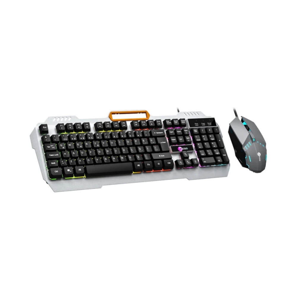 LECOO CM107 USB KABLOLU RAİNBOW AYDINLATMALI TÜRKÇE Q OYUNCU KLAVYE & MOUSE SETİ SİYAH