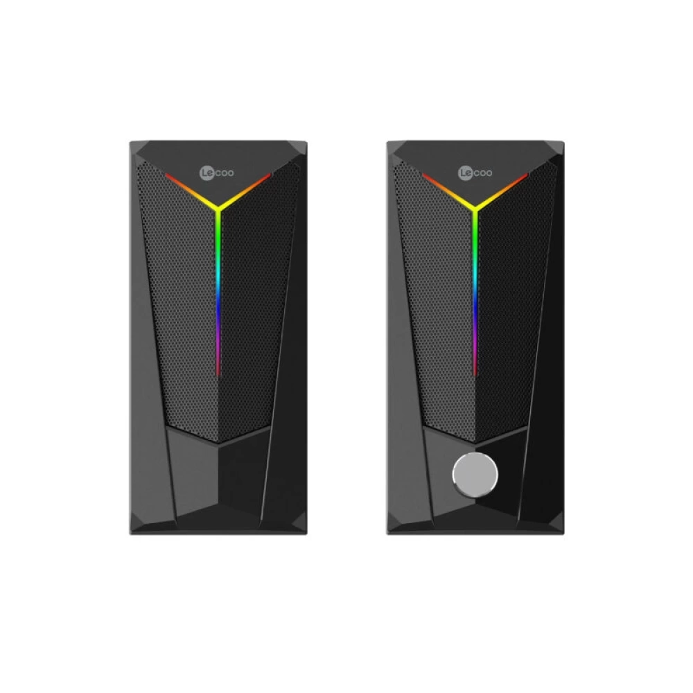 LECOO DS104 KABLOLU USB + 3.5MM JACK 6W RGB AYDINLATMALI MASAÜSTÜ HOPARLÖR SİYAH