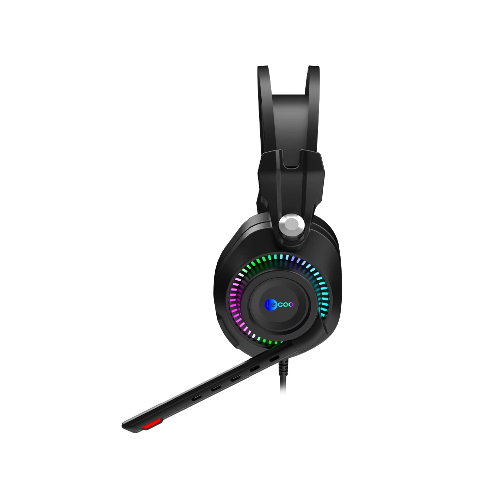 LECOO HT405 3.5MM JACK + USB KABLOLU RGB AYDINLATMALI KULAK ÜSTÜ GAMİNG KULAKLIK SİYAH