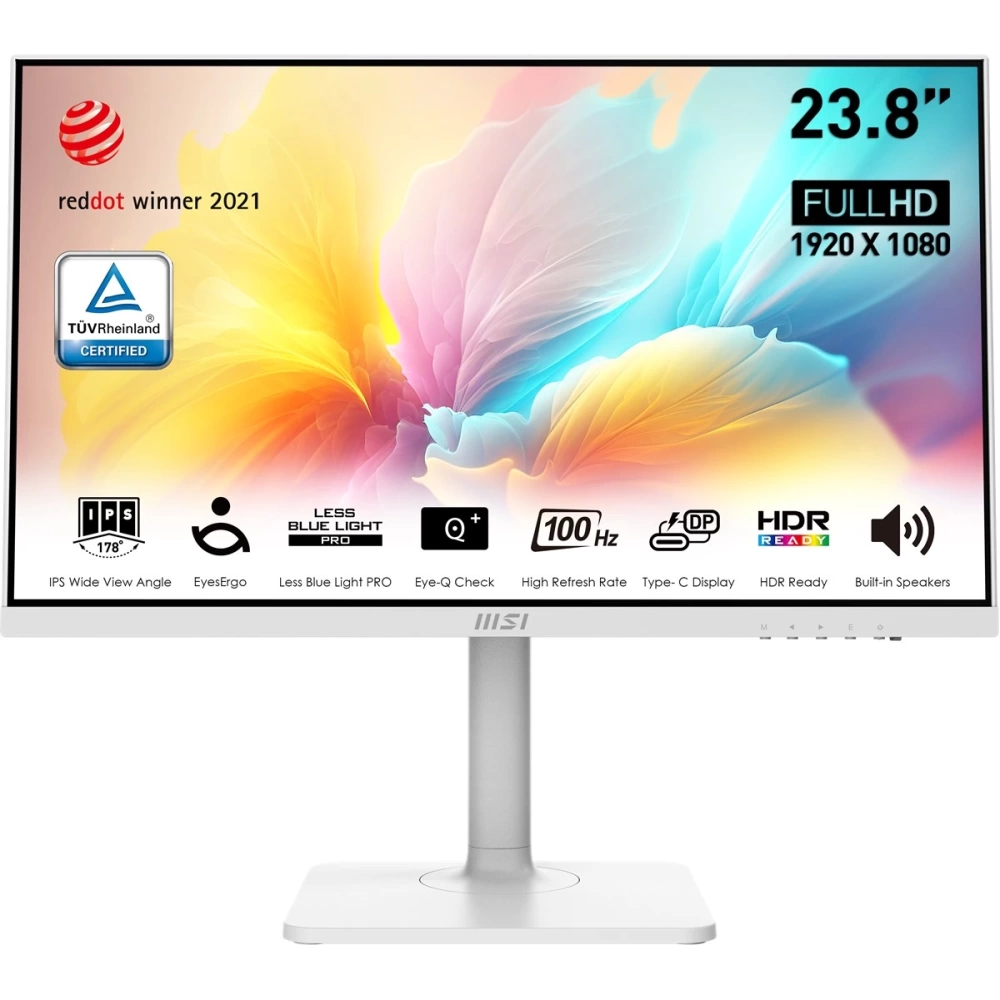 MSI 23.8 MODERN MD2412PW 1920x1080 (FHD) 16:9 FLAT IPS 100HZ 1MS ADAPTIVE-SYNC PIVOT BEYAZ TYPE-C MONITOR